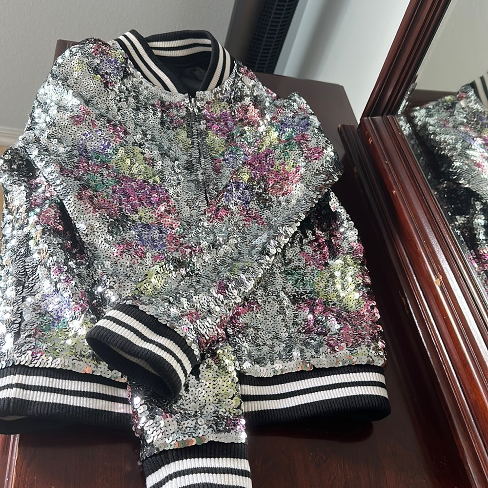 Victoria’s Secret Floral Sequin Bomber Jacket. Size XS